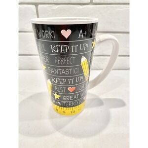 Bay Island Teacher's Coffee Cup Mug Tall Teacher Gift Ruler Pencils A+ Perfect..